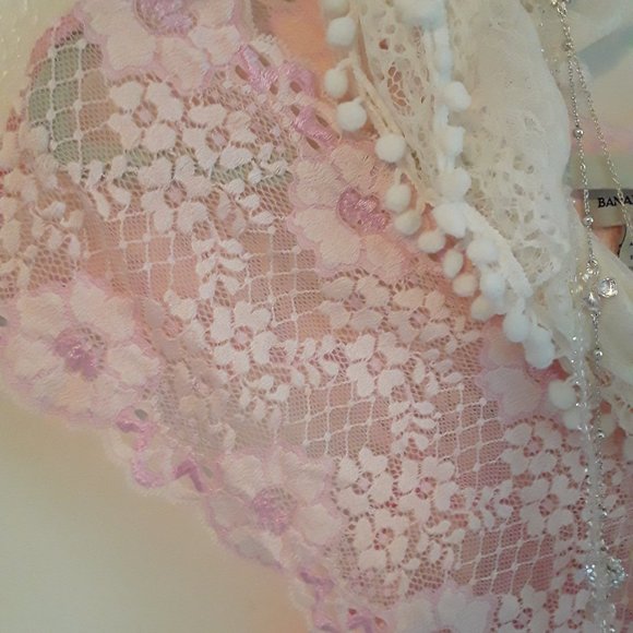 Banana Republic Pink/White Lace Blouse Sz. L - Picture 6 of 8